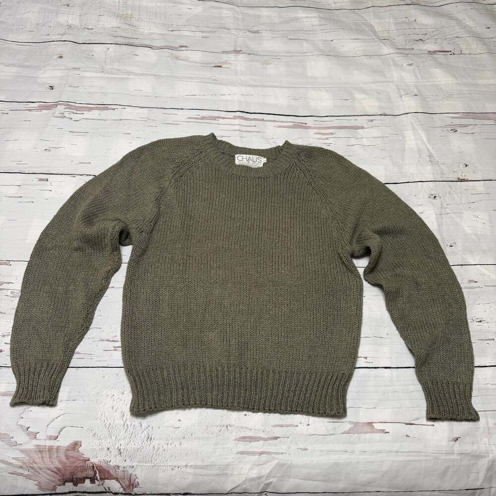 Vintage Chaus Olive Green Shaker Knit Crewneck Sweater - Size L‎